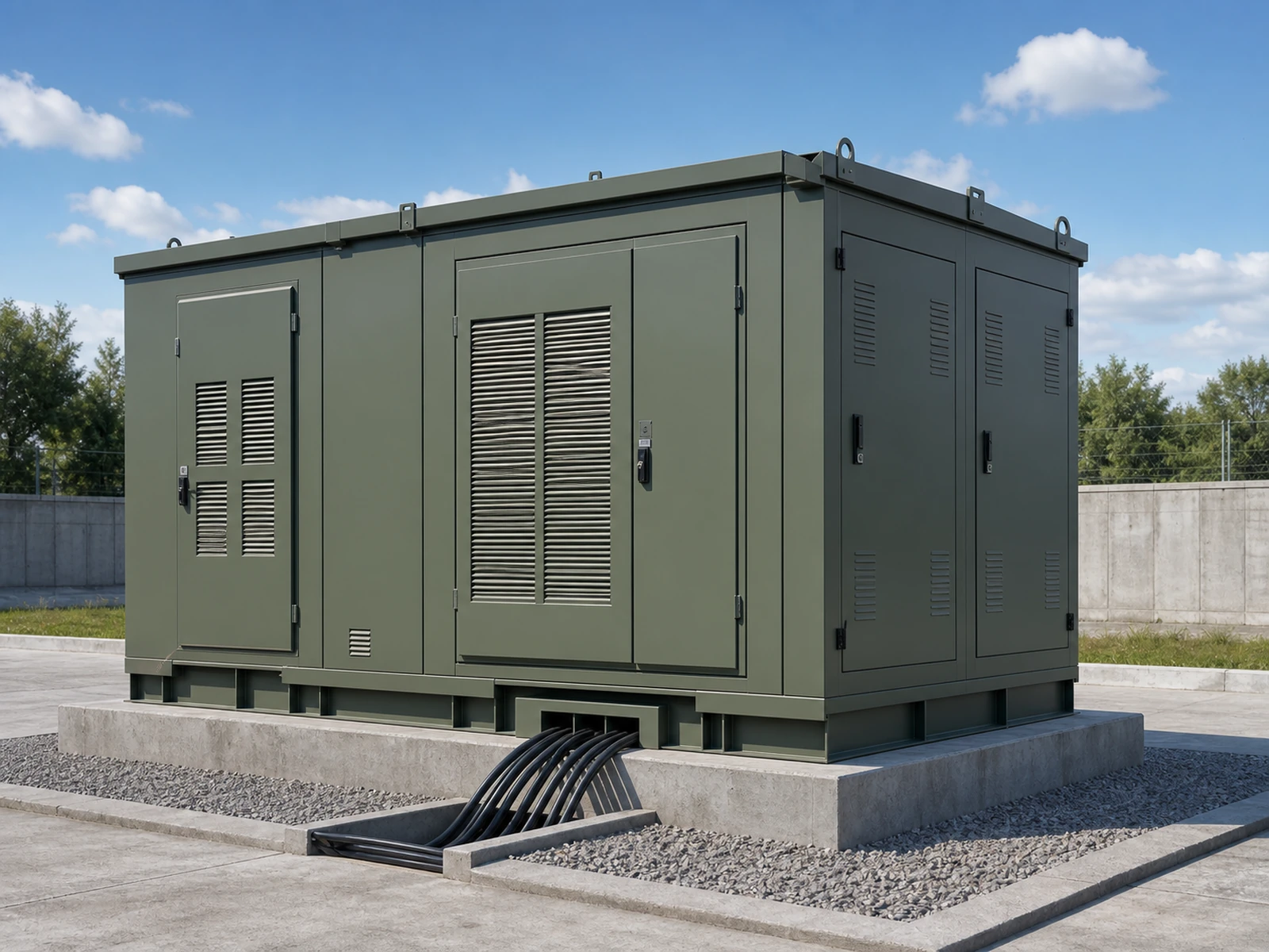 Outdoor prefabricated compact substation enclosure for power distribution applications
