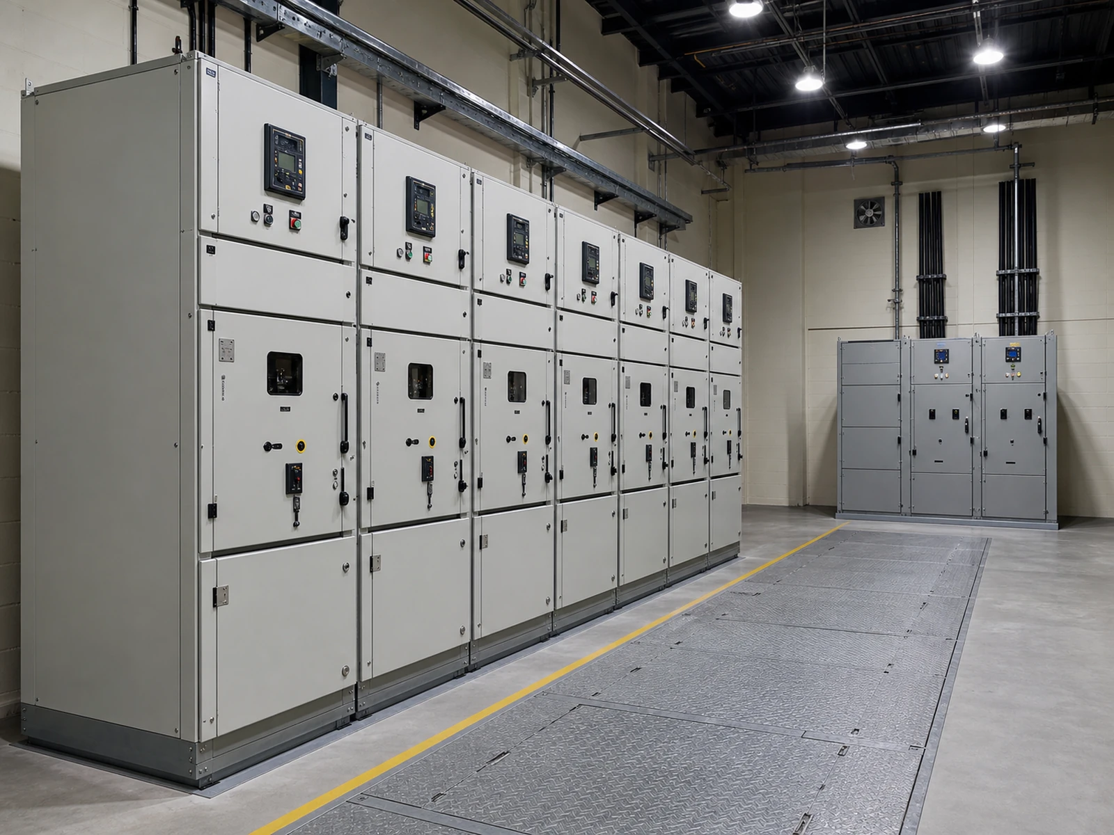Indoor medium-voltage metal-clad switchgear lineup with protection relay compartments